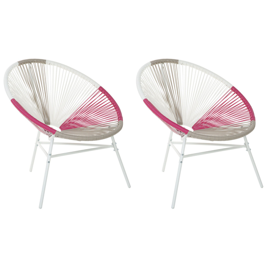 Set di 2 Sedie da Giardino spaghetti di colore beige e rosa stile Moderno contemporaneo