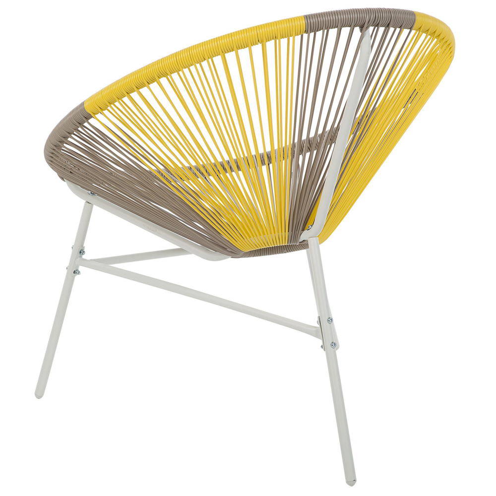 Set di 2 Sedie da Giardino Beige con rattan sintetico Giallo Papasan Modern