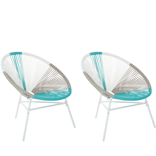 Set di 2 Sedie da Giardino spaghetti di colore beige turchese stile Moderno contemporaneo