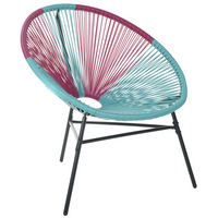 Set di 2 sedie da giardino blu con papasan in rattan sintetico rosa moderno