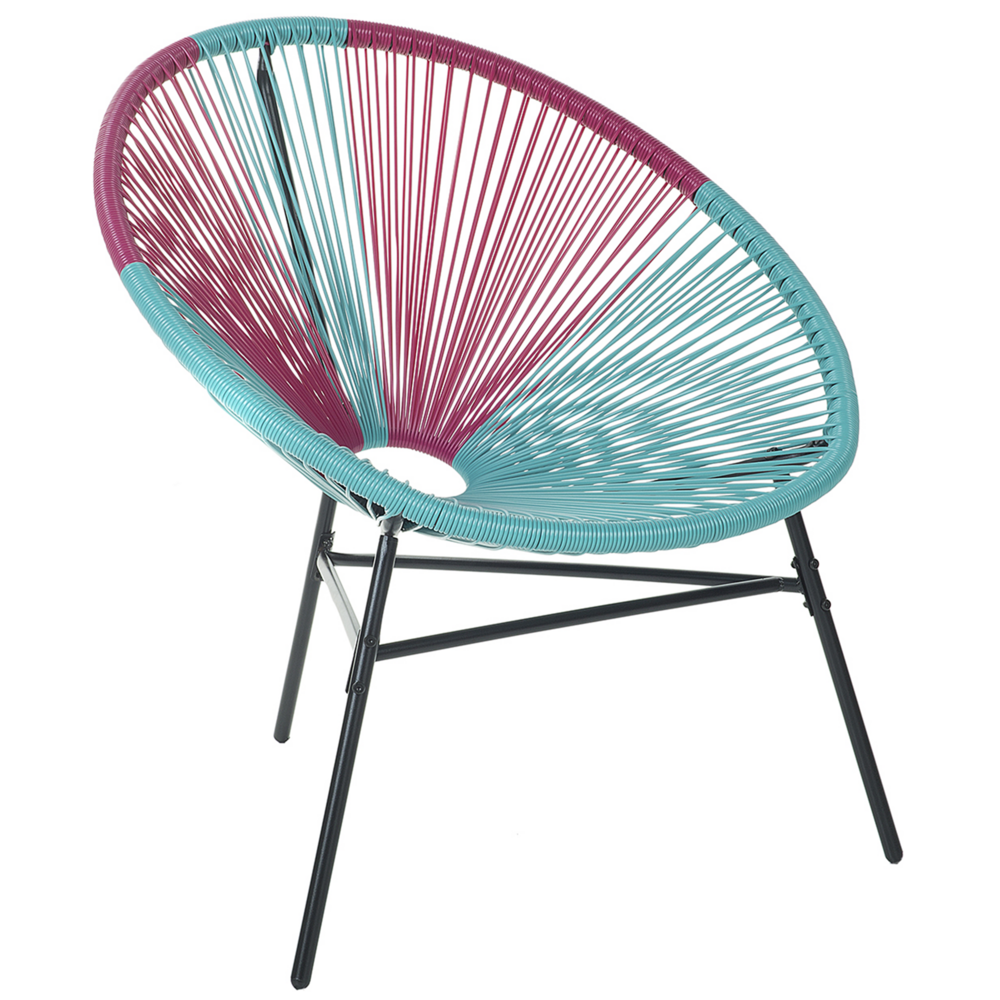 Sedia da giardino blu con papasan in rattan sintetico rosa moderno