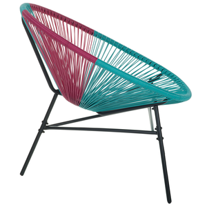 Sedia da giardino blu con papasan in rattan sintetico rosa moderno