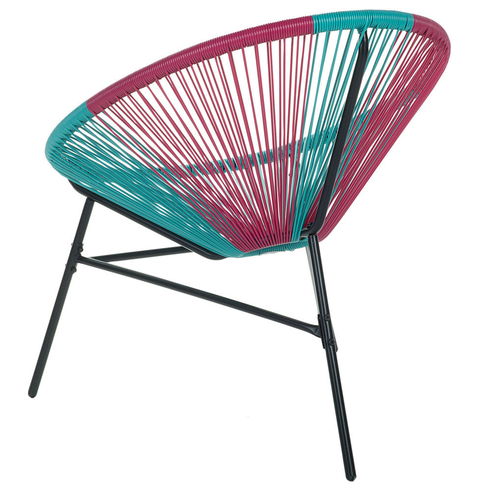 Sedia da giardino blu con papasan in rattan sintetico rosa moderno