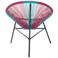 Sedia da giardino blu con papasan in rattan sintetico rosa moderno