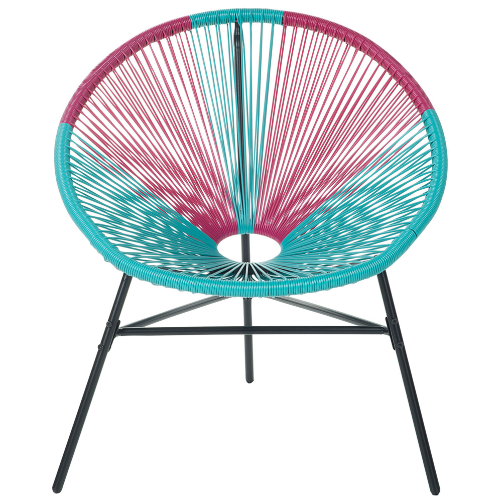 Sedia da giardino blu con papasan in rattan sintetico rosa moderno