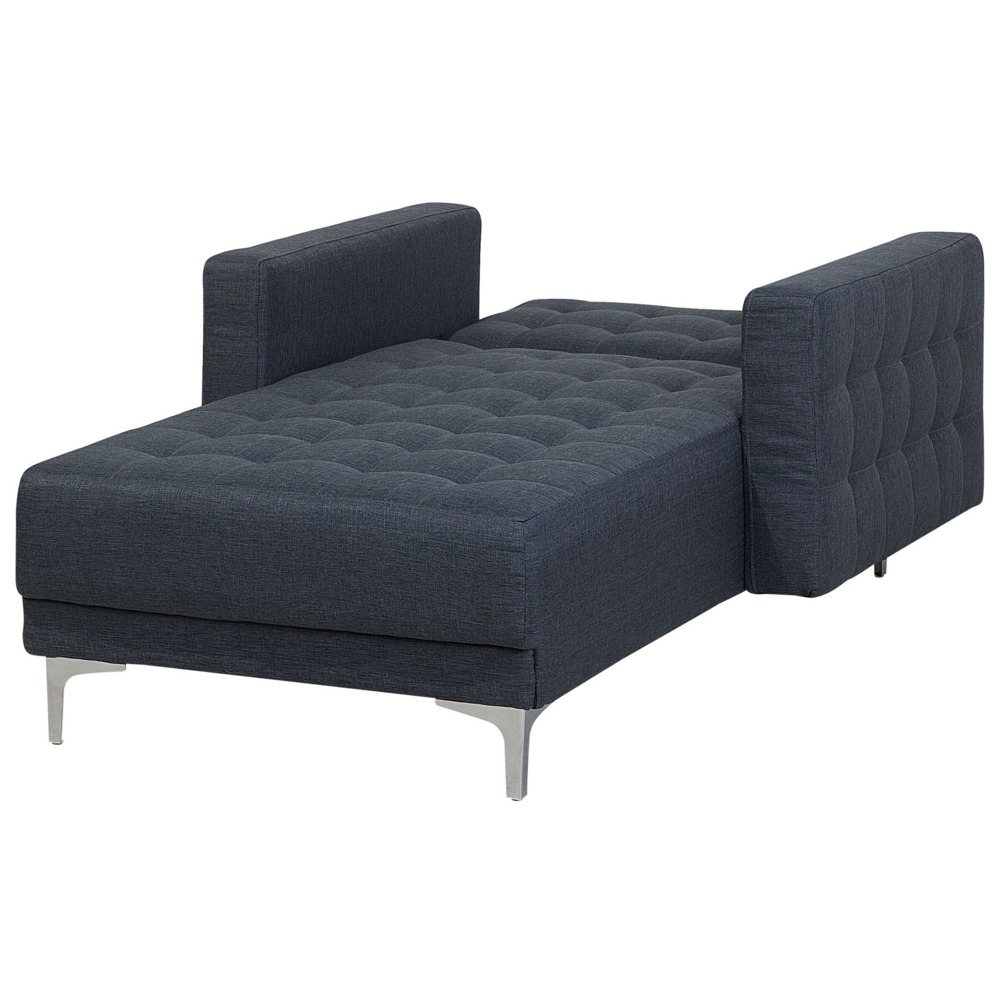 Divano letto ad angolo in tessuto capitonné grigio scuro moderno a forma di U modulare a 6 posti con chaise longue ottomane