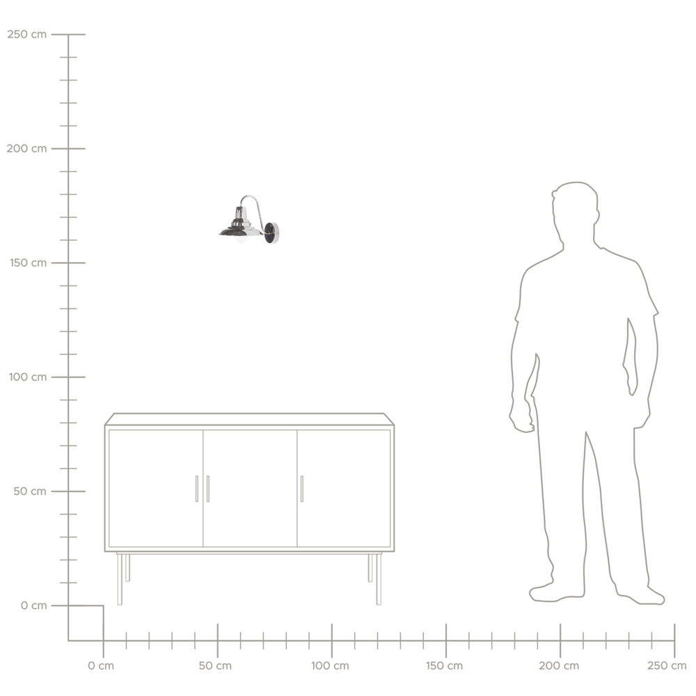 Lampada da parete in metallo argentato Applique stile industriale