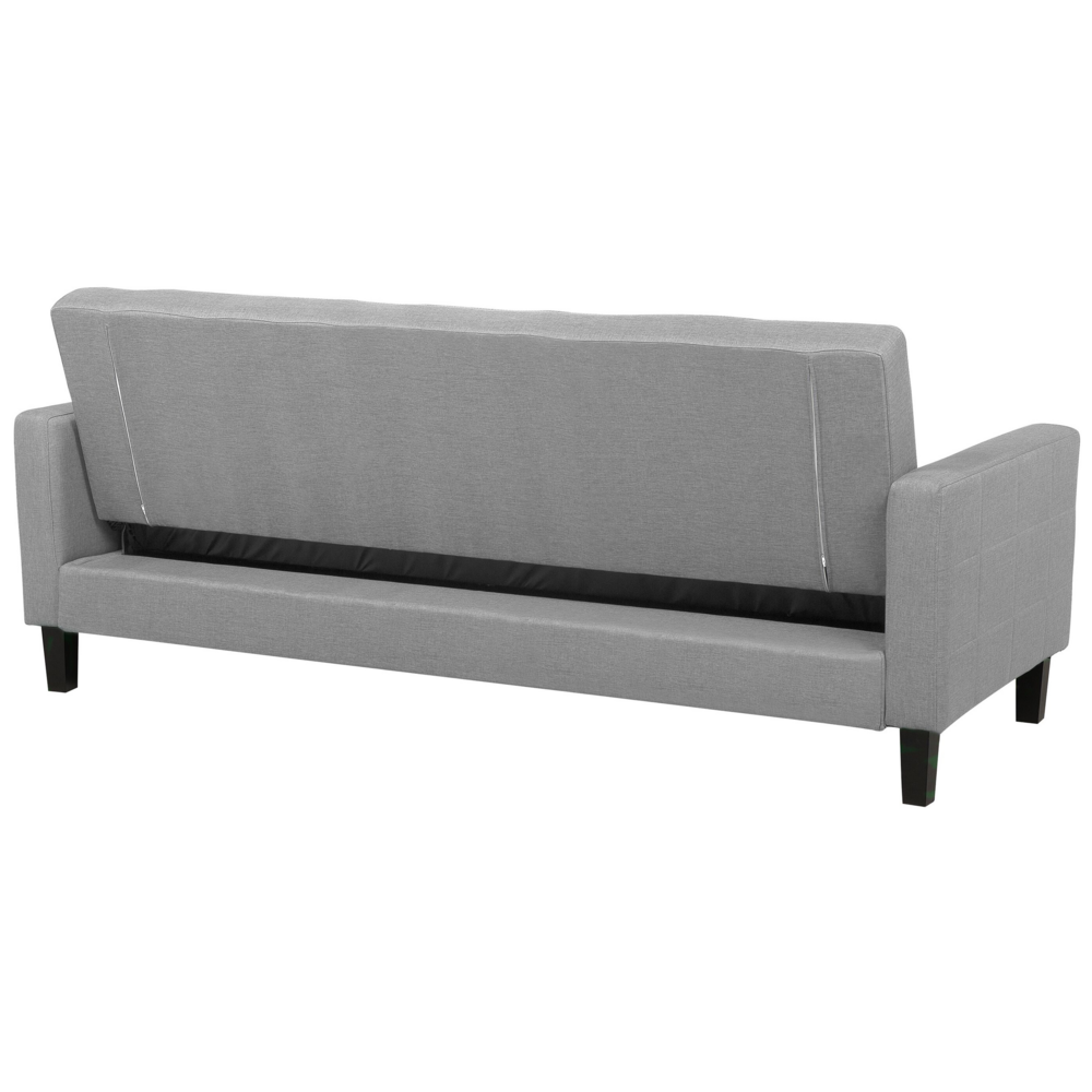 Divano Letto In Tessuto Grigio Chiaro A 3 Posti Imbottito Trapuntato Click Clack