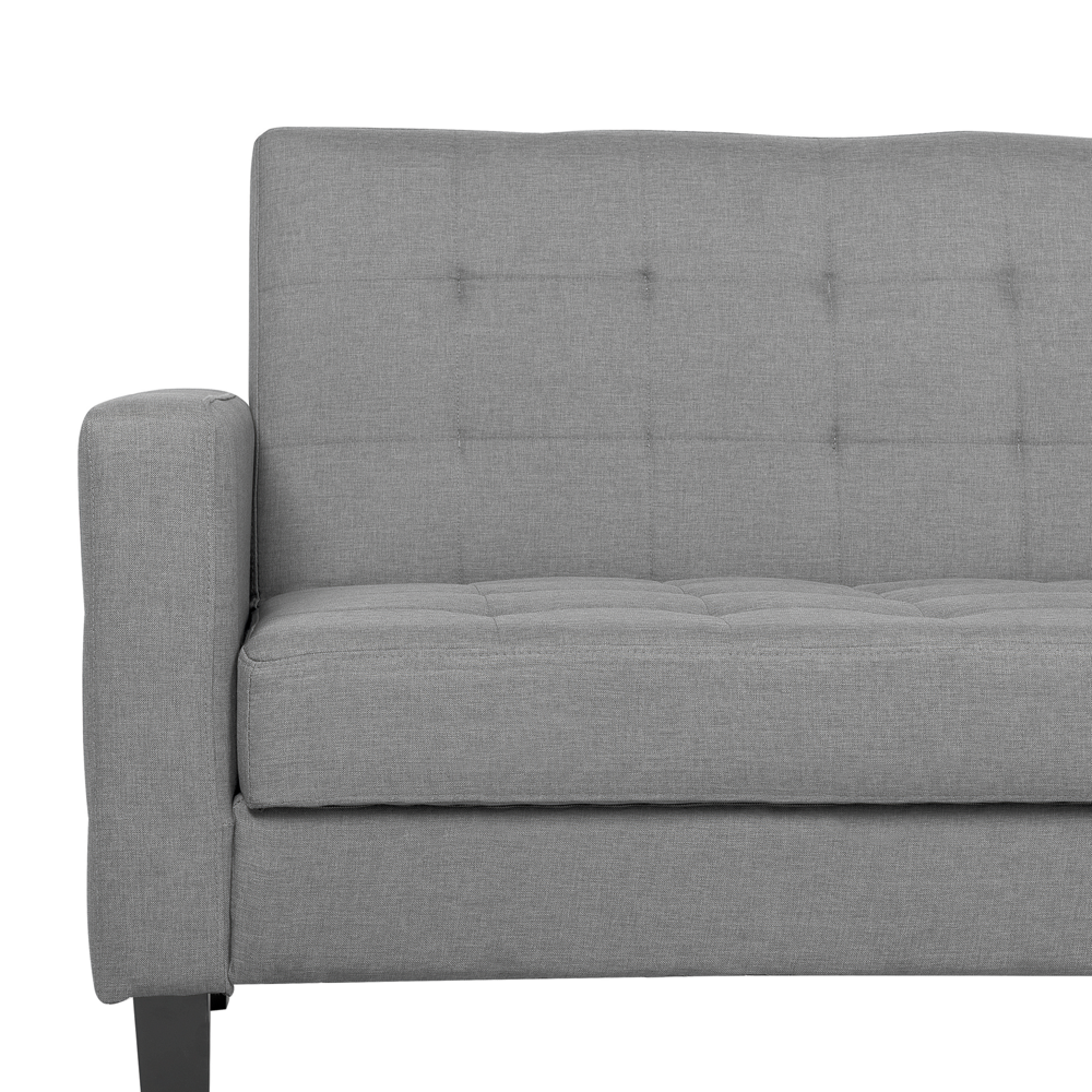 Divano Letto In Tessuto Grigio Chiaro A 3 Posti Imbottito Trapuntato Click Clack