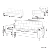 Divano Letto In Tessuto Grigio Chiaro A 3 Posti Imbottito Trapuntato Click Clack