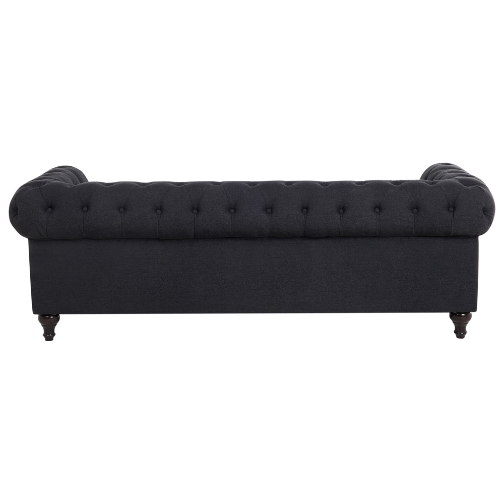 Divano a 3 posti con braccioli a trapunta in tessuto grigio scuro tradizionale