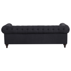 Divano a 3 posti con braccioli a trapunta in tessuto grigio scuro tradizionale