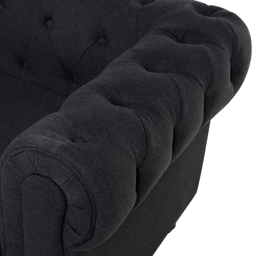 Divano a 3 posti con braccioli a trapunta in tessuto grigio scuro tradizionale
