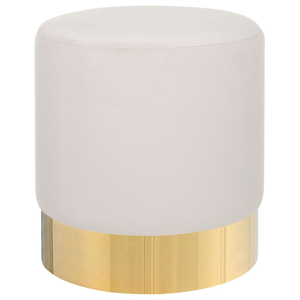 Poggiapiedi Rotondo in velluto rosa con pouf da toeletta Glam Sgabello con dorato