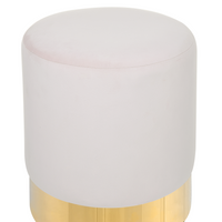 Poggiapiedi Rotondo in velluto rosa con pouf da toeletta Glam Sgabello con dorato
