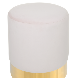 Poggiapiedi Rotondo in velluto rosa con pouf da toeletta Glam Sgabello con dorato