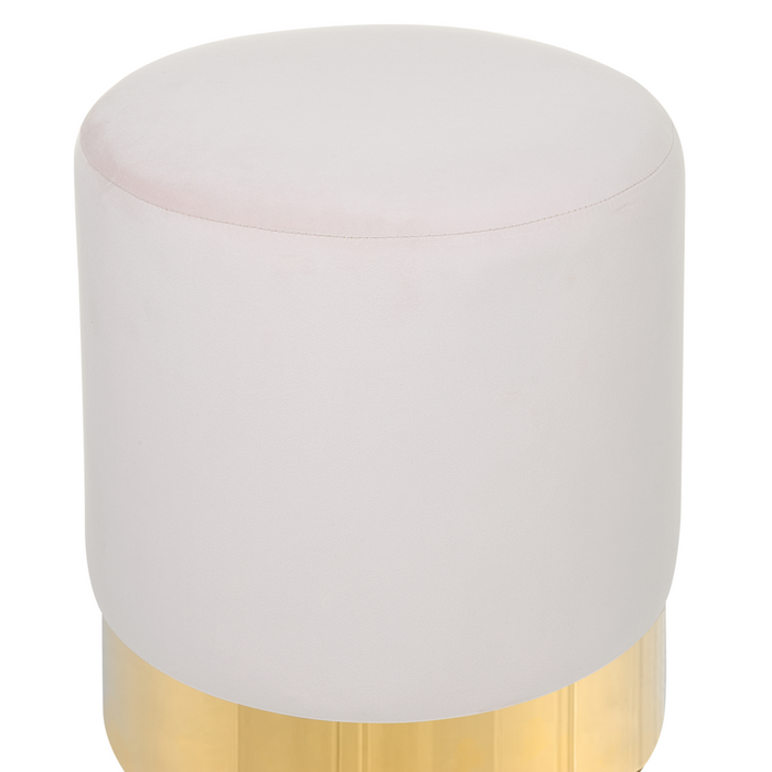 Poggiapiedi Rotondo in velluto rosa con pouf da toeletta Glam Sgabello con dorato