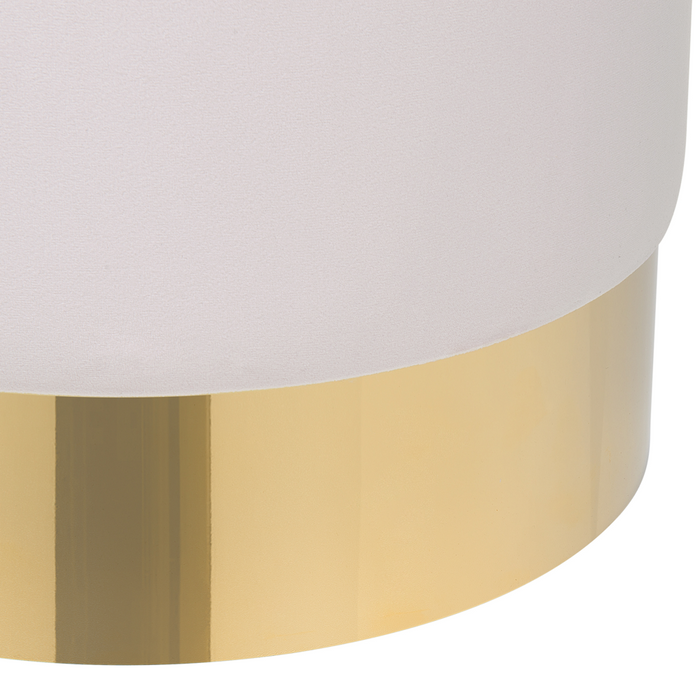 Poggiapiedi Rotondo in velluto rosa con pouf da toeletta Glam Sgabello con dorato