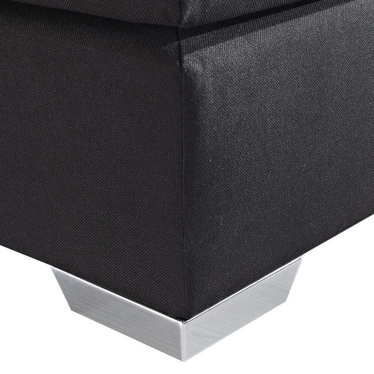 Letto Boxspring in Ecopelle Nera con Materasso a Molle 180 x 200 cm