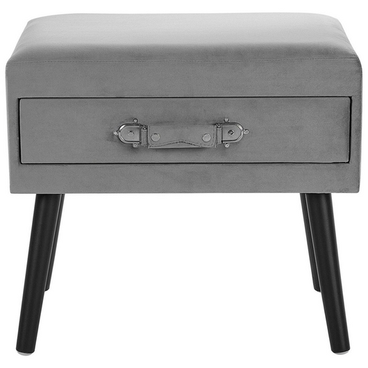 Tavolino con rivestimento in velluto grigio gambe nere valigia 46 x 50 x 35 cm