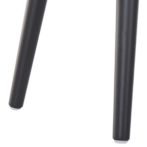 Comodino Sgabello Contenitore con gambe nere imbottite in ecopelle beige con design a valigia. Top abbottonato