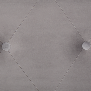 Comodino Sgabello Contenitore gambe nere imbottite in velluto grigio a forma di valigia con bottoni