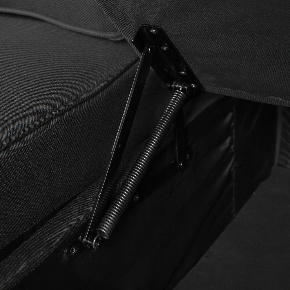 Divano Letto Angolare Imbottito In Tessuto Nero Orientamento A versione sinistra Con Letto Contenitore