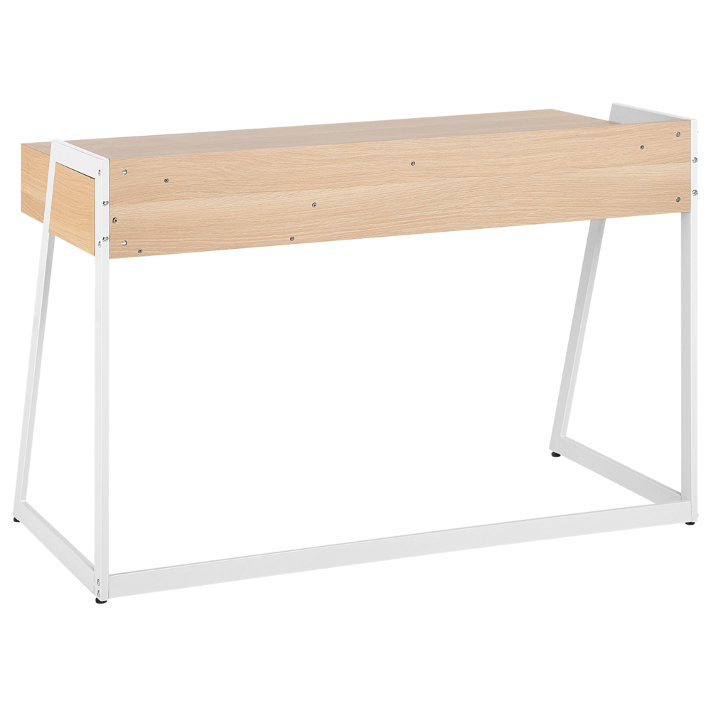 Scrivania in legno chiaro e piano in MDF bianco 120 x 60 cm Struttura in metallo Un cassetto