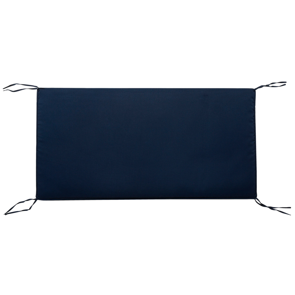 Panca da giardino in legno di acacia bianca con cuscino di seduta blu 2 posti costiero