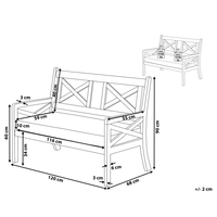 Panca da giardino in legno di acacia bianca con cuscino di seduta blu 2 posti costiero