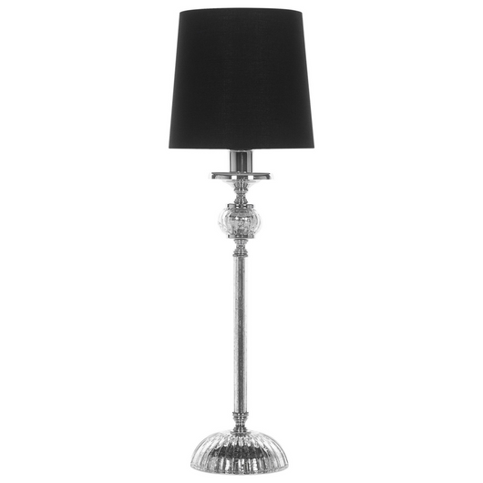 Lampada da tavolo Base in metallo argento Paralume impero Nero Paralume in vetro