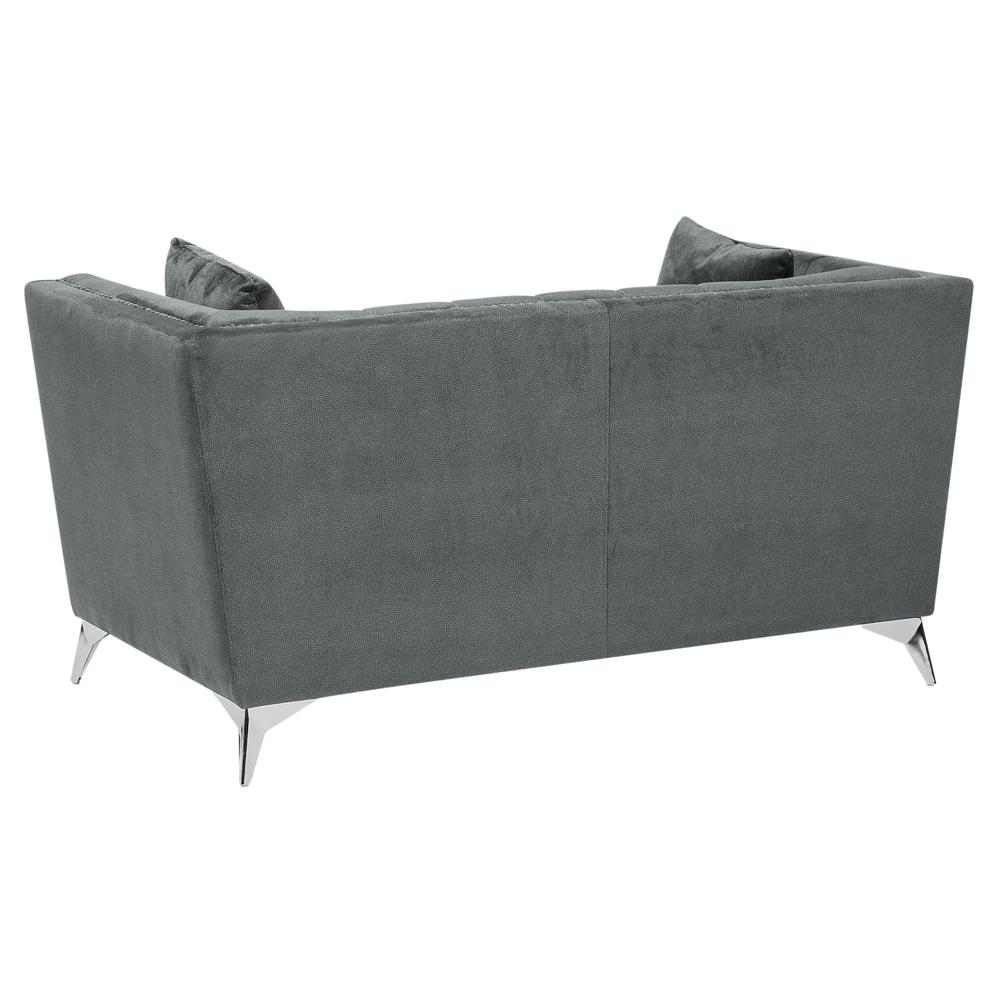 Set divano a 2 + 3 posti grigio con rivestimento in testa di chiodo