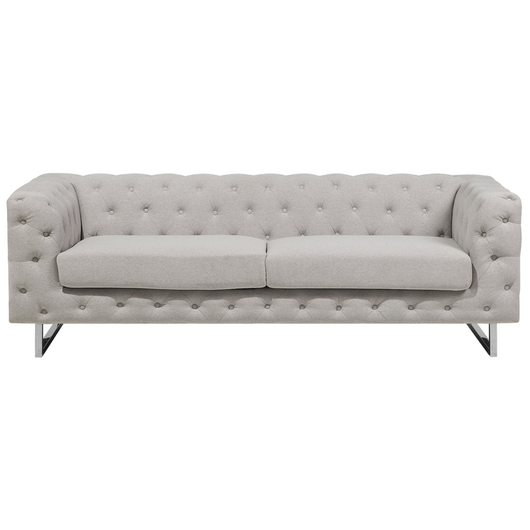 Set divano Chesterfield a 5 posti con bottoni avorio beige capitonnè