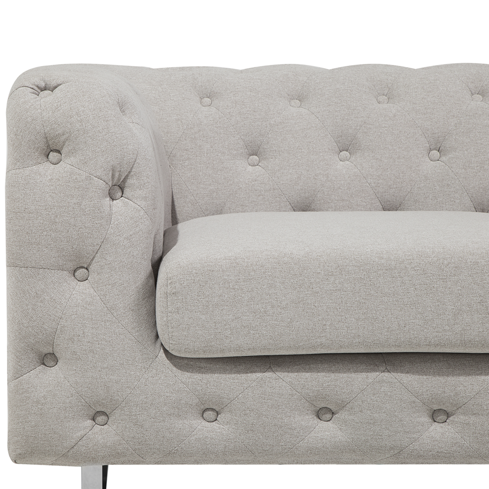 Set divano Chesterfield a 5 posti con bottoni avorio beige capitonnè