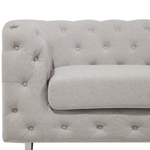 Set divano Chesterfield a 5 posti con bottoni avorio beige capitonnè