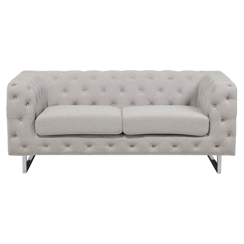 Set divano Chesterfield a 5 posti con bottoni avorio beige capitonnè