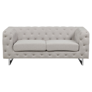 Set divano Chesterfield a 5 posti con bottoni avorio beige capitonnè