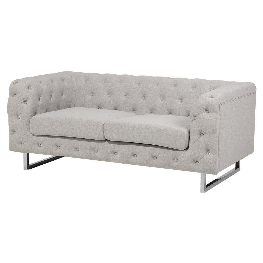 Set divano Chesterfield a 5 posti con bottoni avorio beige capitonnè