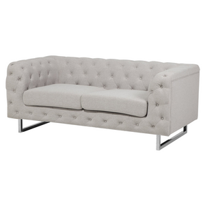 Set divano Chesterfield a 5 posti con bottoni avorio beige capitonnè