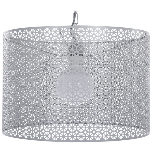 Lampada a Sospensione a Sospensione a Forma di Tamburo in Metallo Grigio con Paralume Tondo Cilindrico Novità Moderna