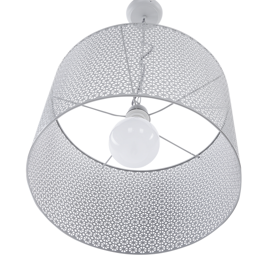 Lampada a Sospensione a Sospensione a Forma di Tamburo in Metallo Grigio con Paralume Tondo Cilindrico Novità Moderna