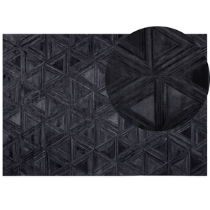 Tappeto Nero Pelle Di Vacchetta 160 x 230 cm Motivo Artigianale A pelo corto Moderno