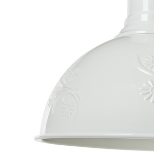Lampada a Sospensione in Metallo Bianco Sporco Forma Rotonda Ornamenti Floreali Industriali