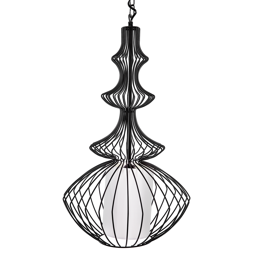 Lampada a Sospensione a Soffitto in Metallo Nero Open Cage Shade Industrial Glamour