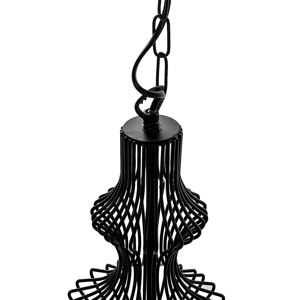 Lampada a Sospensione a Soffitto in Metallo Nero Open Cage Shade Industrial Glamour
