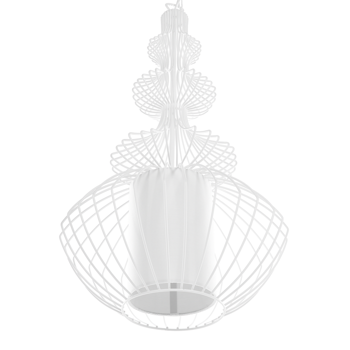 Lampada a Sospensione a Soffitto in Metallo Bianco Open Cage Shade Industrial Glamour