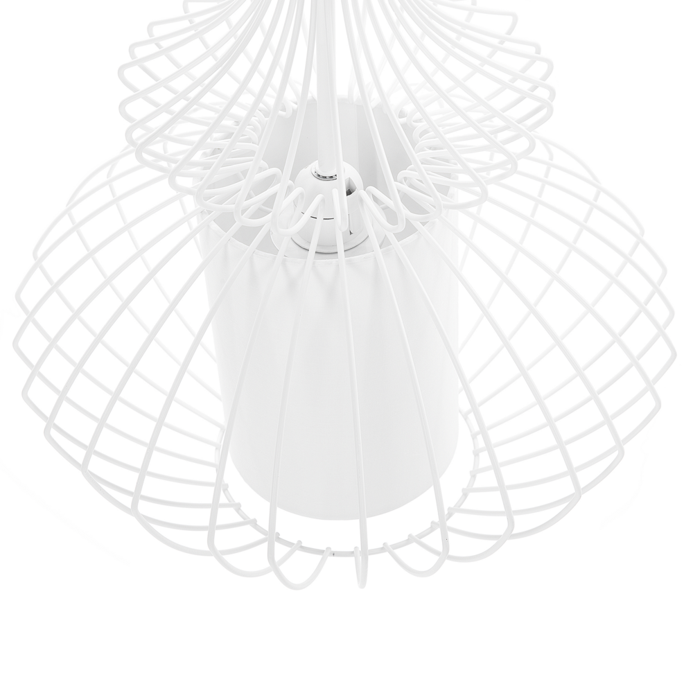 Lampada a Sospensione a Soffitto in Metallo Bianco Open Cage Shade Industrial Glamour