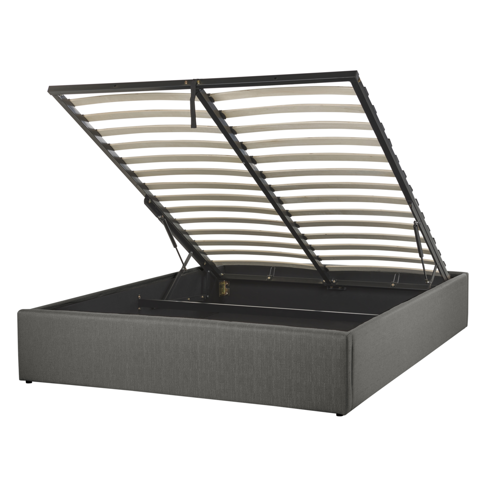 Letto a doghe ottomana imbottita in tessuto di poliestere grigio contenitore 140 cm 6 doppia dimensione design moderno