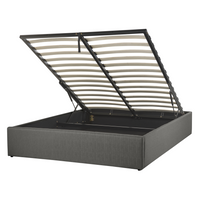 Letto a doghe ottomana imbottita in tessuto di poliestere grigio contenitore 140 cm 6 doppia dimensione design moderno