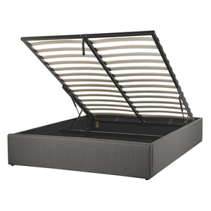 Letto a doghe ottomana imbottita in tessuto di poliestere grigio contenitore 140 cm 6 doppia dimensione design moderno